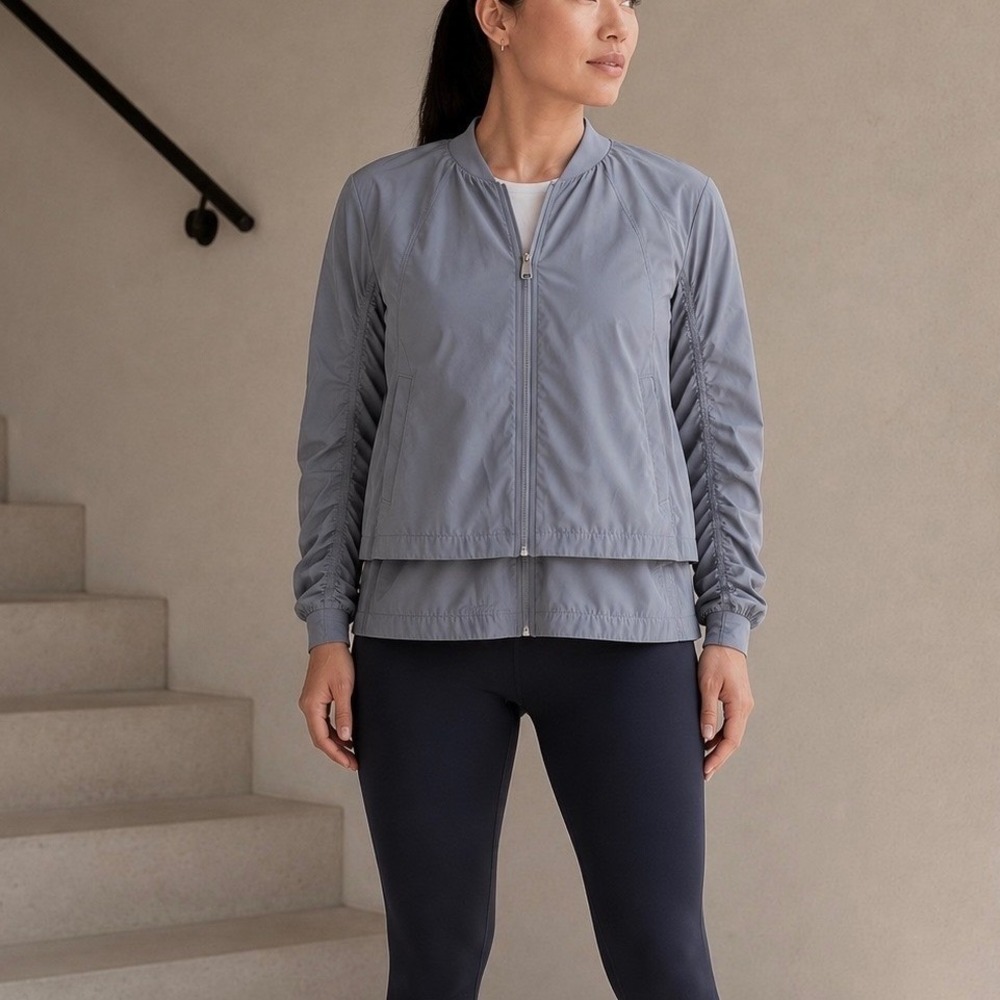ATHLETA Wayfarer Bomber Jacket L TALL Water Repellent Layered Active Outdoor